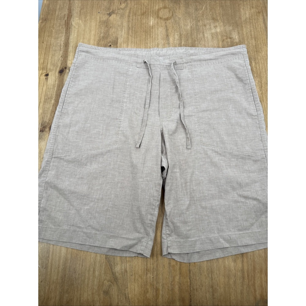 PrAna Sutra Shorts Mens XL Beige Hemp Blend Drawstring Yoga Hiking Climbing